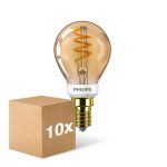 Multipack 10x Philips Master Value LED Lustre E14 Ball Filament Clear 2.6W 136lm - 918 Extra Warm White | Best Colour Rendering - Dimmable - Replaces 15W