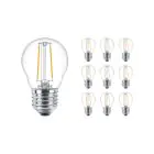 Multipack 10x Philips Corepro LED Lustre E27 Ball Filament Clear 2W 250lm - 827 Extra Warm White | Replaces 25W